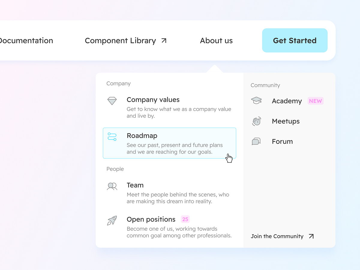 Dropdown navigation menu