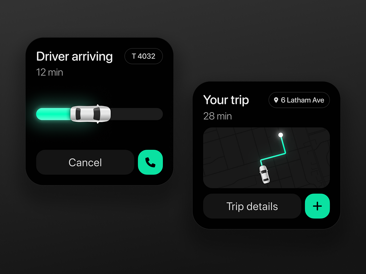 Taxi app widget