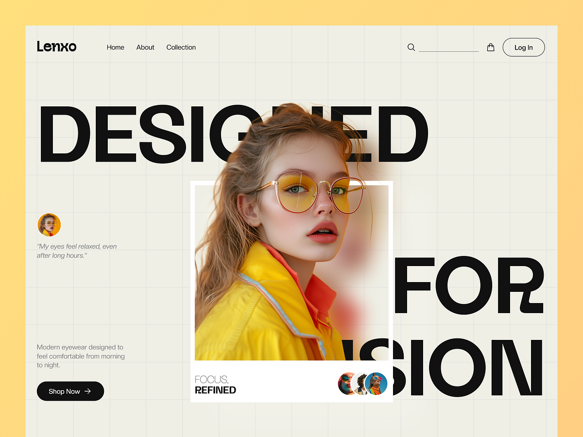 Lenxo - Eyeware Landing Page Design Image 0