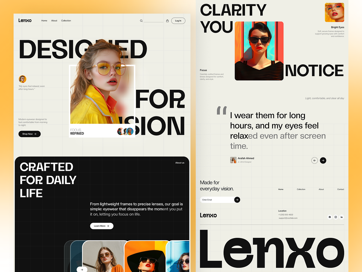 Lenxo - Eyeware Landing Page Design Image 1