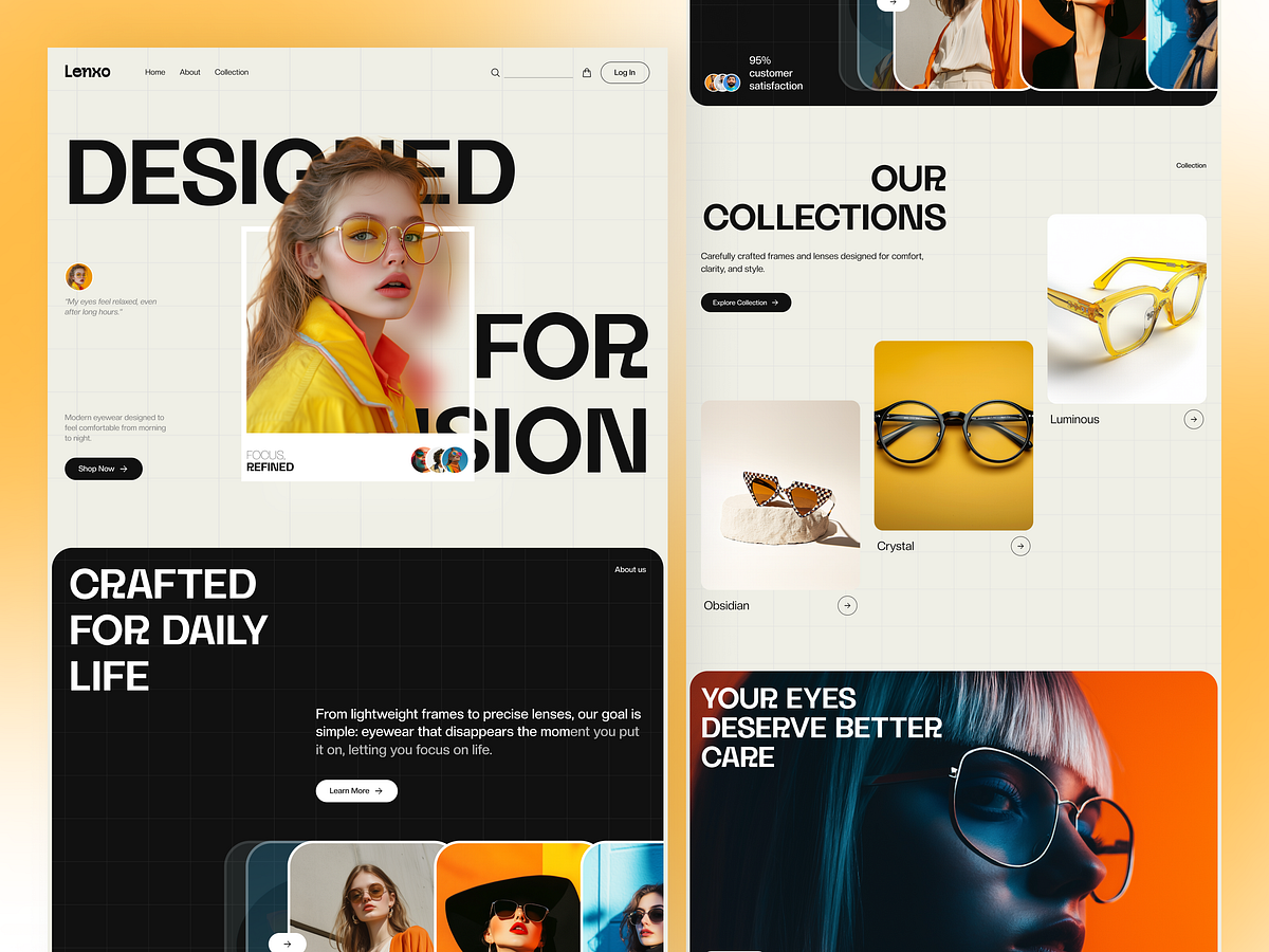 Lenxo - Eyeware Landing Page Design Image 2