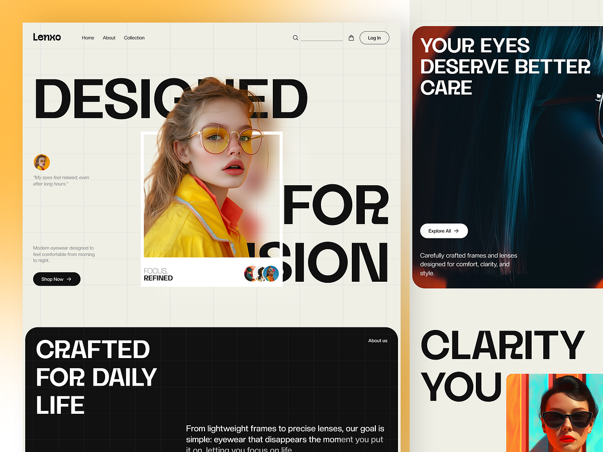 Lenxo - Eyeware Landing Page Design Image 3