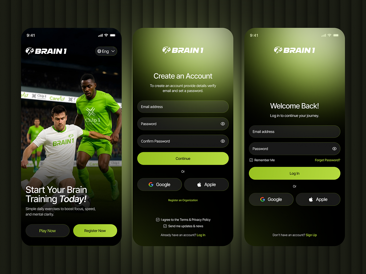 Brain Training Mobile App UI Design Image 1