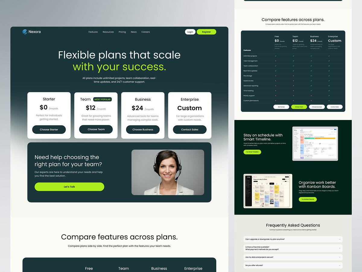 Project Management SaaS Pricing & Product Landing Page.