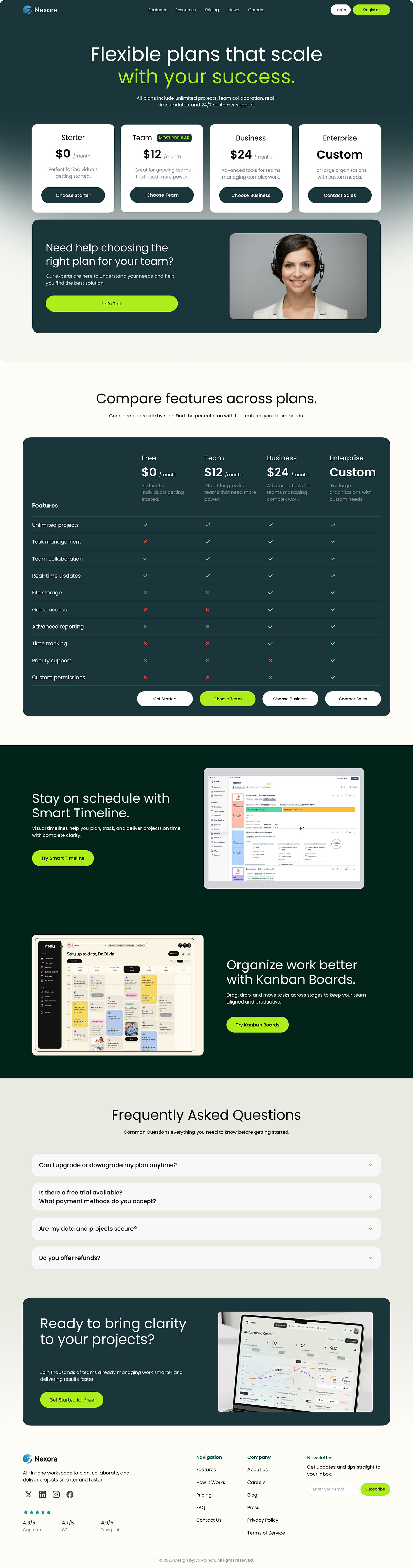 Project Management SaaS Pricing & Product Landing Page. Image 1