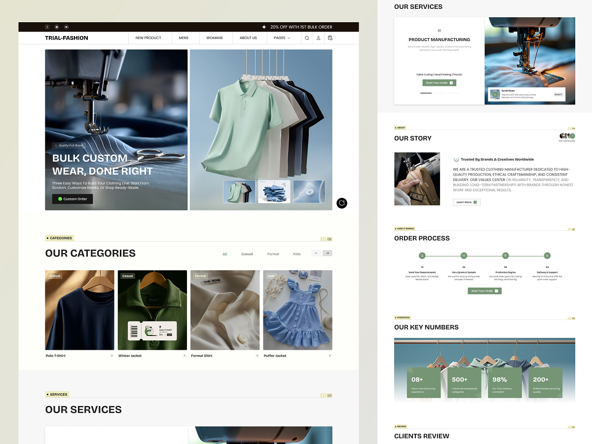 Fashion Manufacturing Website Design Concept