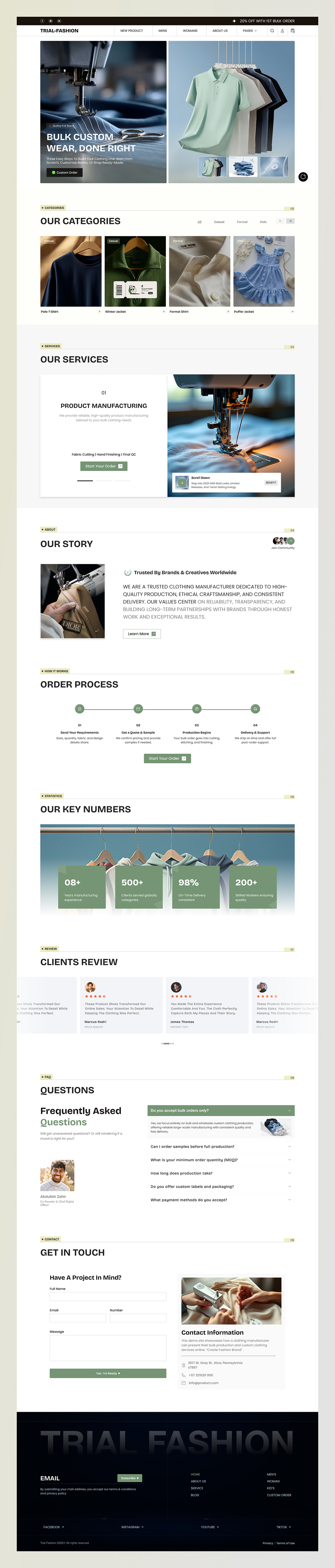 Fashion Manufacturing Website Design Concept Image 1