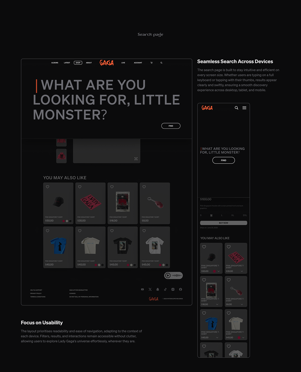 Lady Gaga Discography – UX/UI Concept Image 16