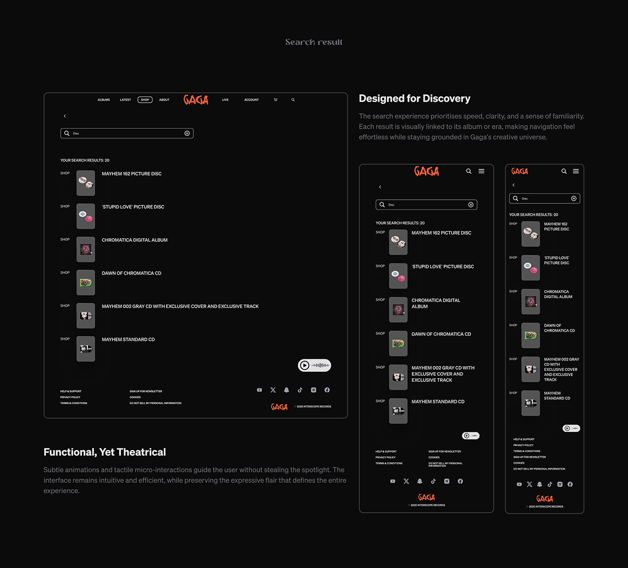 Lady Gaga Discography – UX/UI Concept Image 17