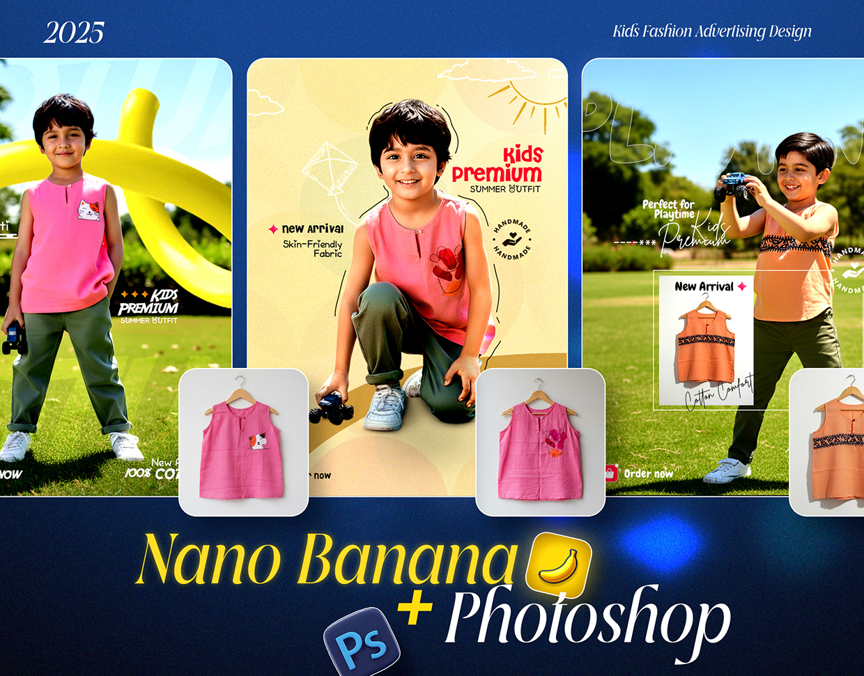 Kids Fashion Advertising | Nano Banana + Photoshop