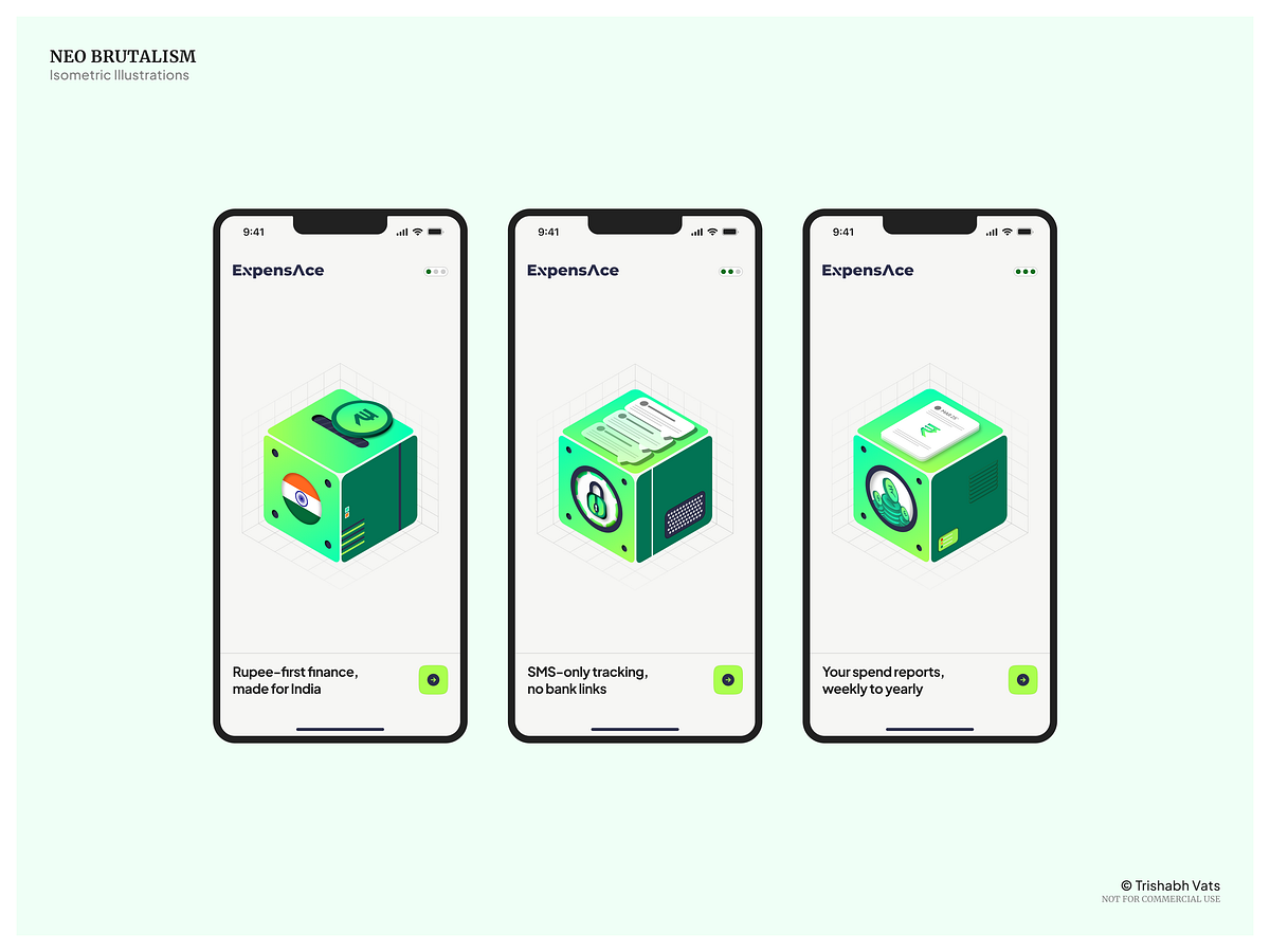 Neo-Brutalism Isometric Illustrations | ExpensAce Image 0