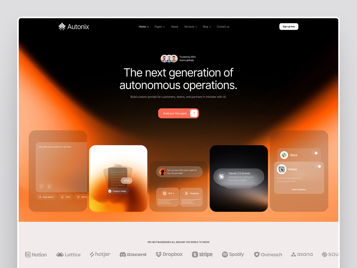 Autonix β AI Agent Platform Landing Page