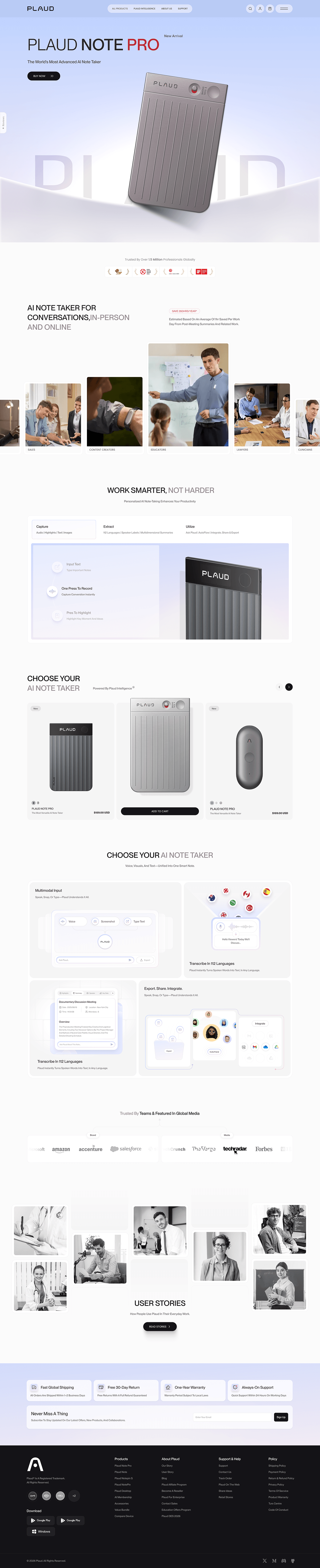 AI Note Taker Website Design Image 2