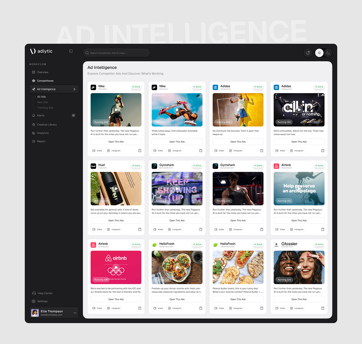 AI Ads Intelligence Management Dashboard Image 1