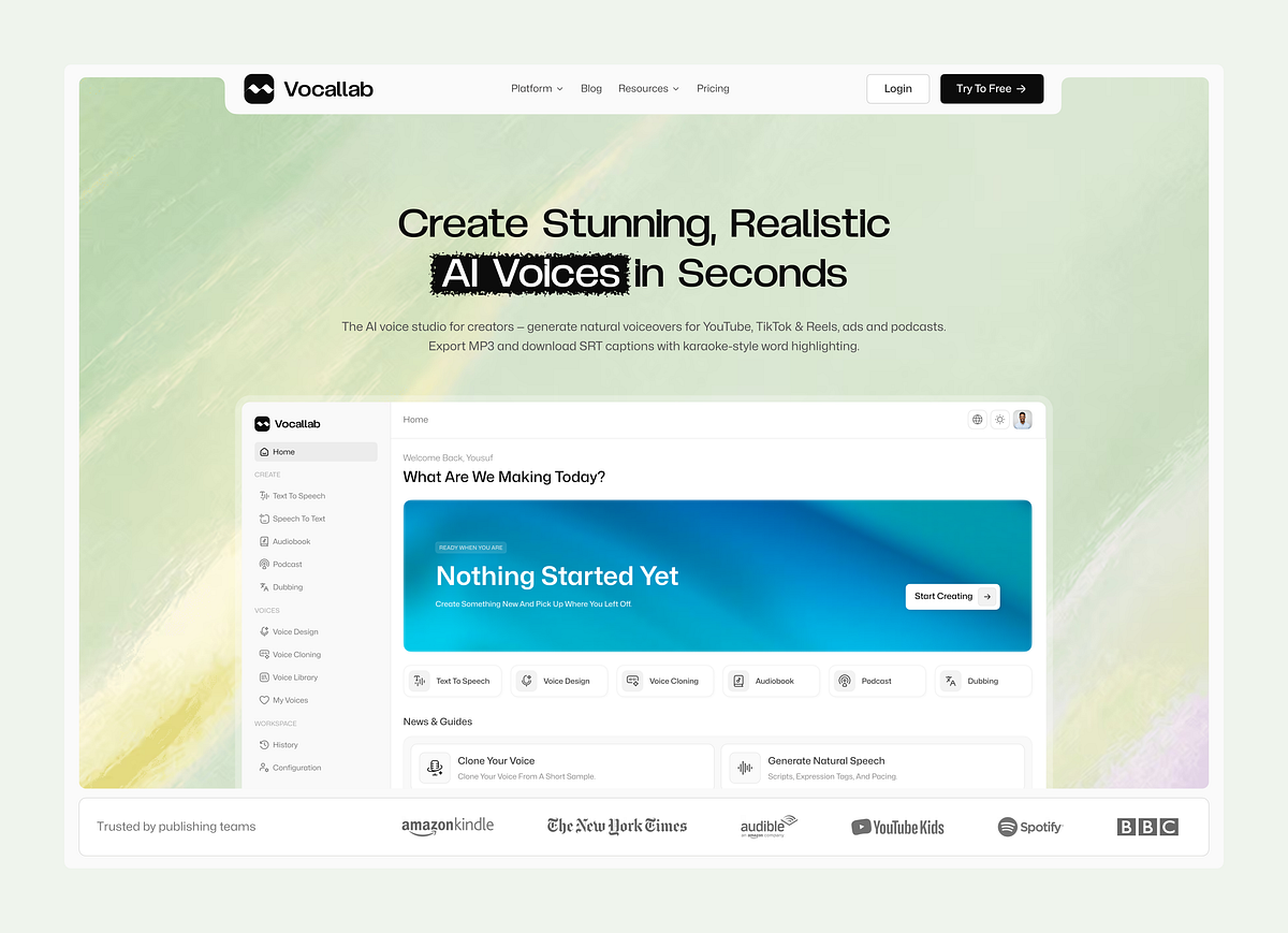 AI Voice Generator Landing Page Image 1