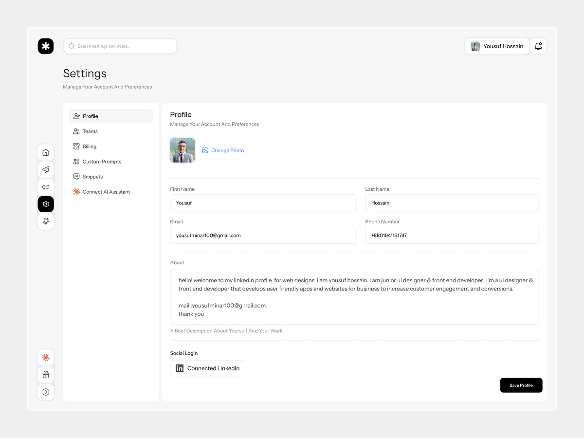 Settings Page (SaaS Product)