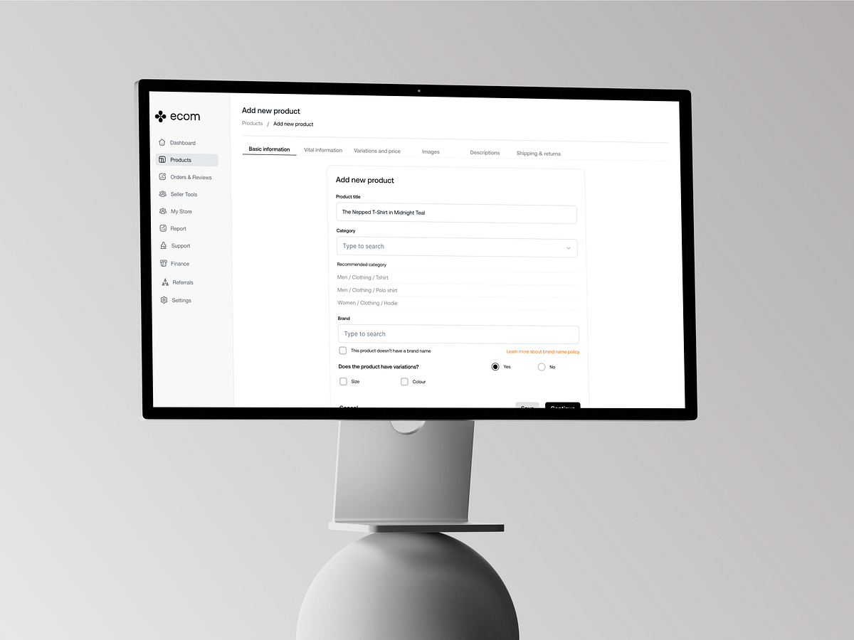eCommerce dashboard design Image 0