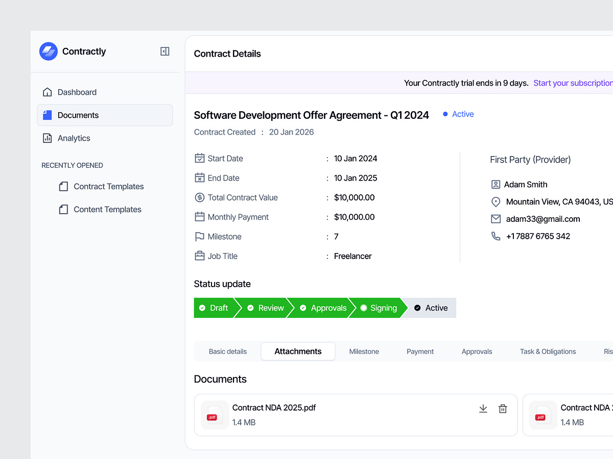 Contractly - Project Details Attachments Dashboard Image 0