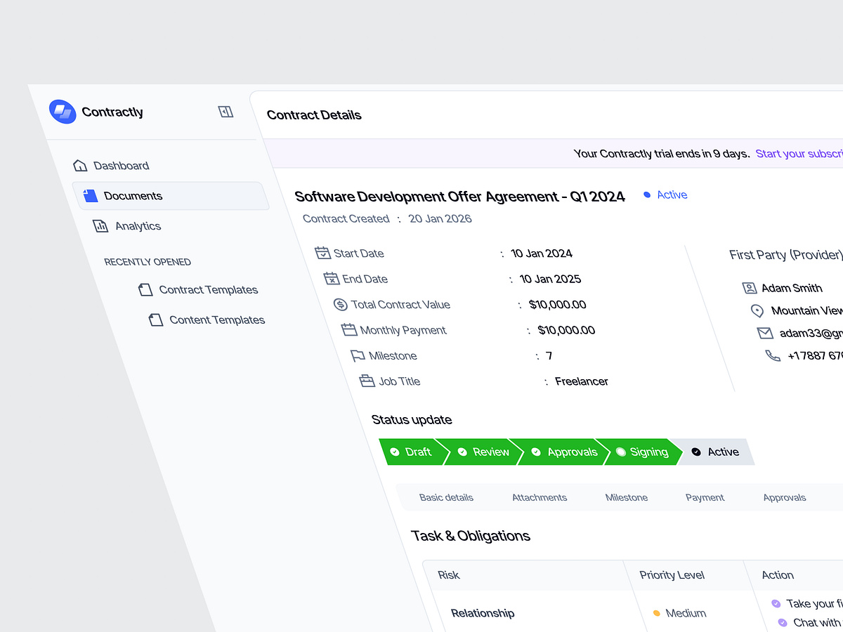 Contractly - Project Details Risk Analysis Page Image 0