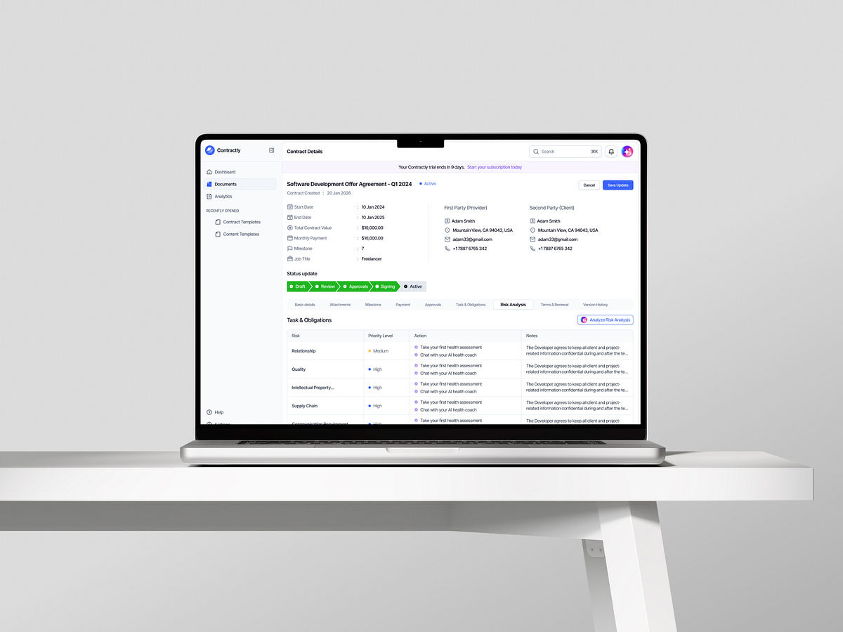 Contractly - Project Details Risk Analysis Page Image 1