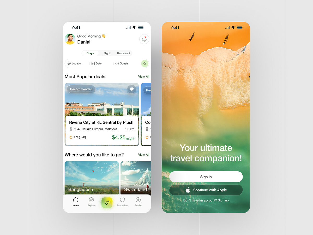 Travel app design