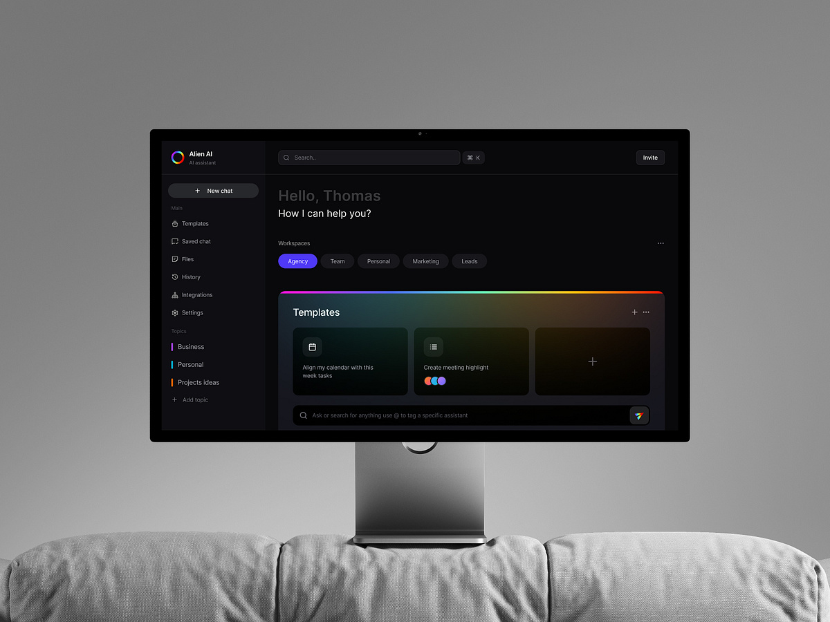AI Assistant Dashboard Design Image 1