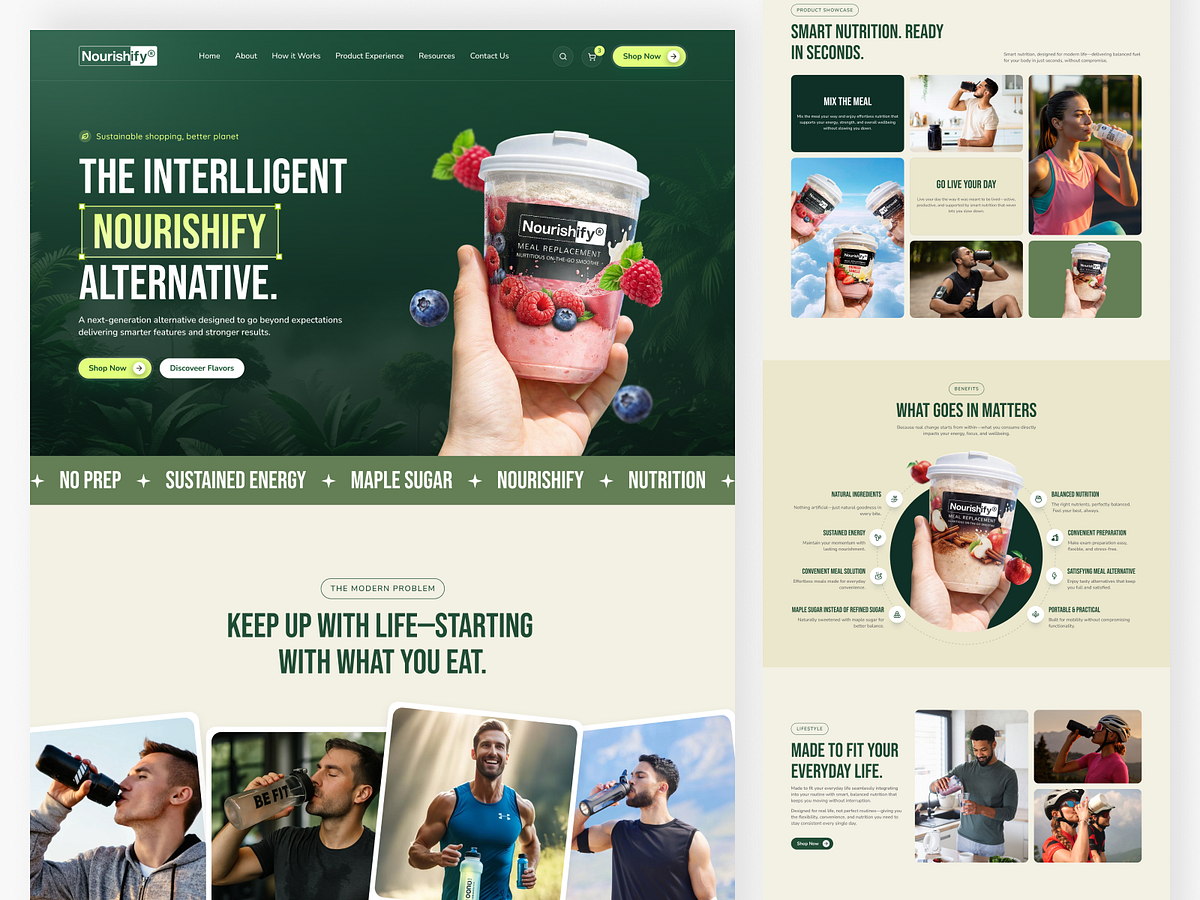 Meal Replacement Drink Webpage Design Image 2