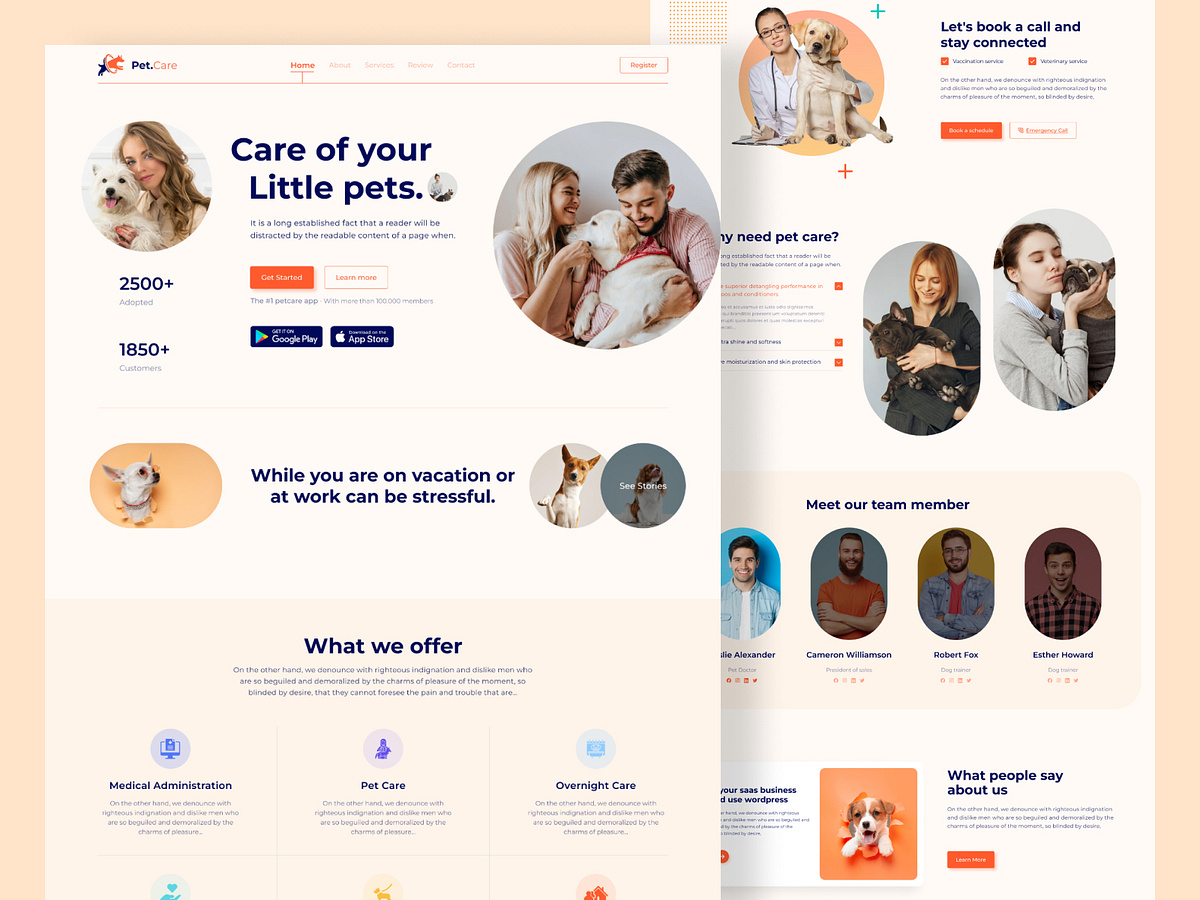 Pet Care Landing Page Design Image 0