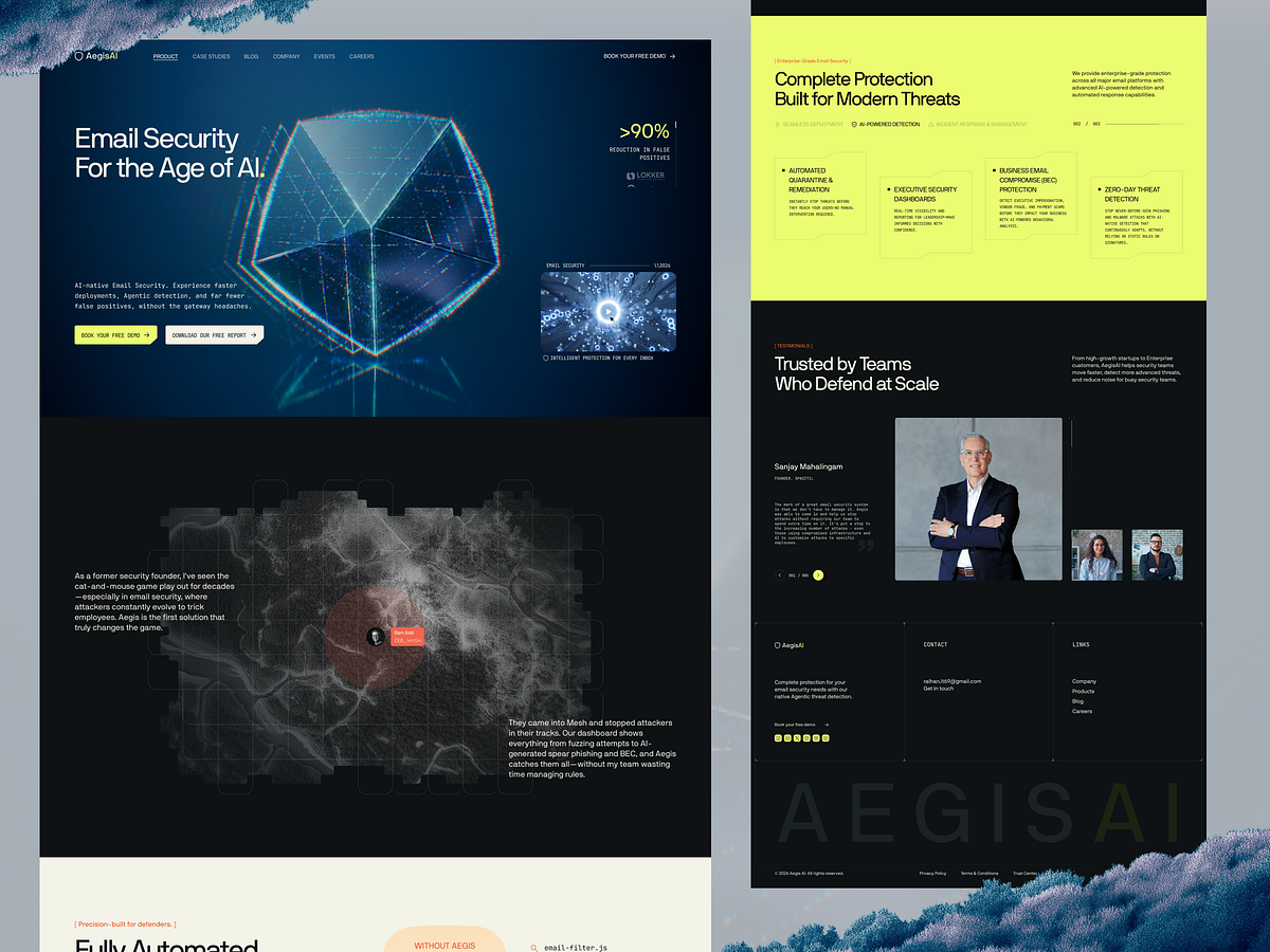AegisAI | The Agentic AI Email Security Platform Website