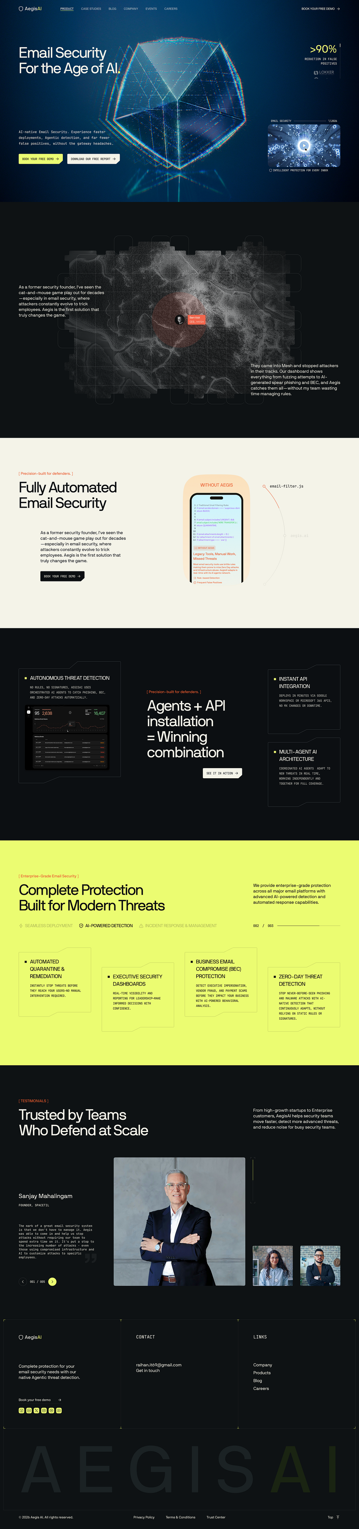 AegisAI | The Agentic AI Email Security Platform Website Image 3