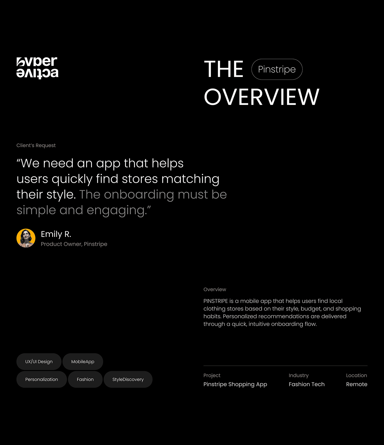 HYPERACTIVE | E-COMMERCE | PINSTRIPE | MOBILE APP Image 0