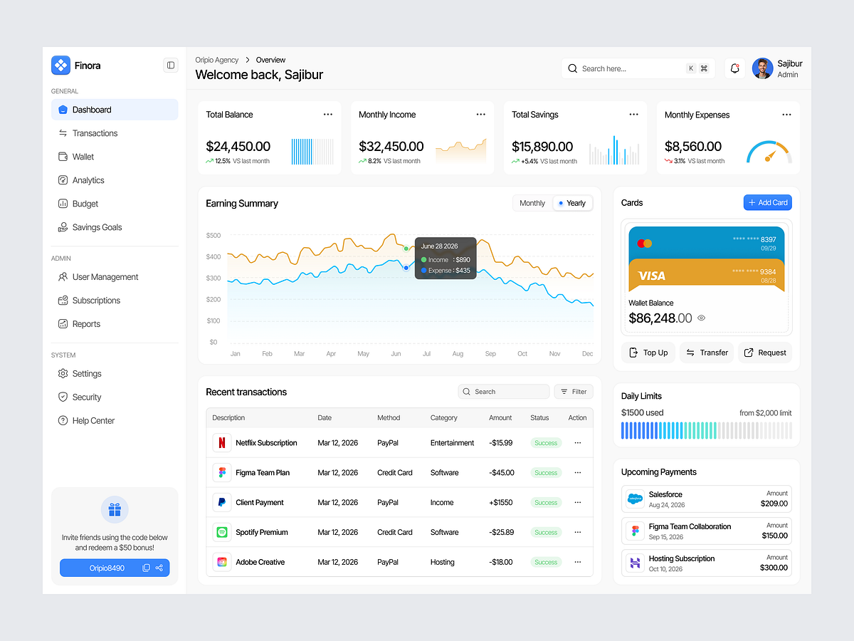 Finora - Finance Management Dashboard