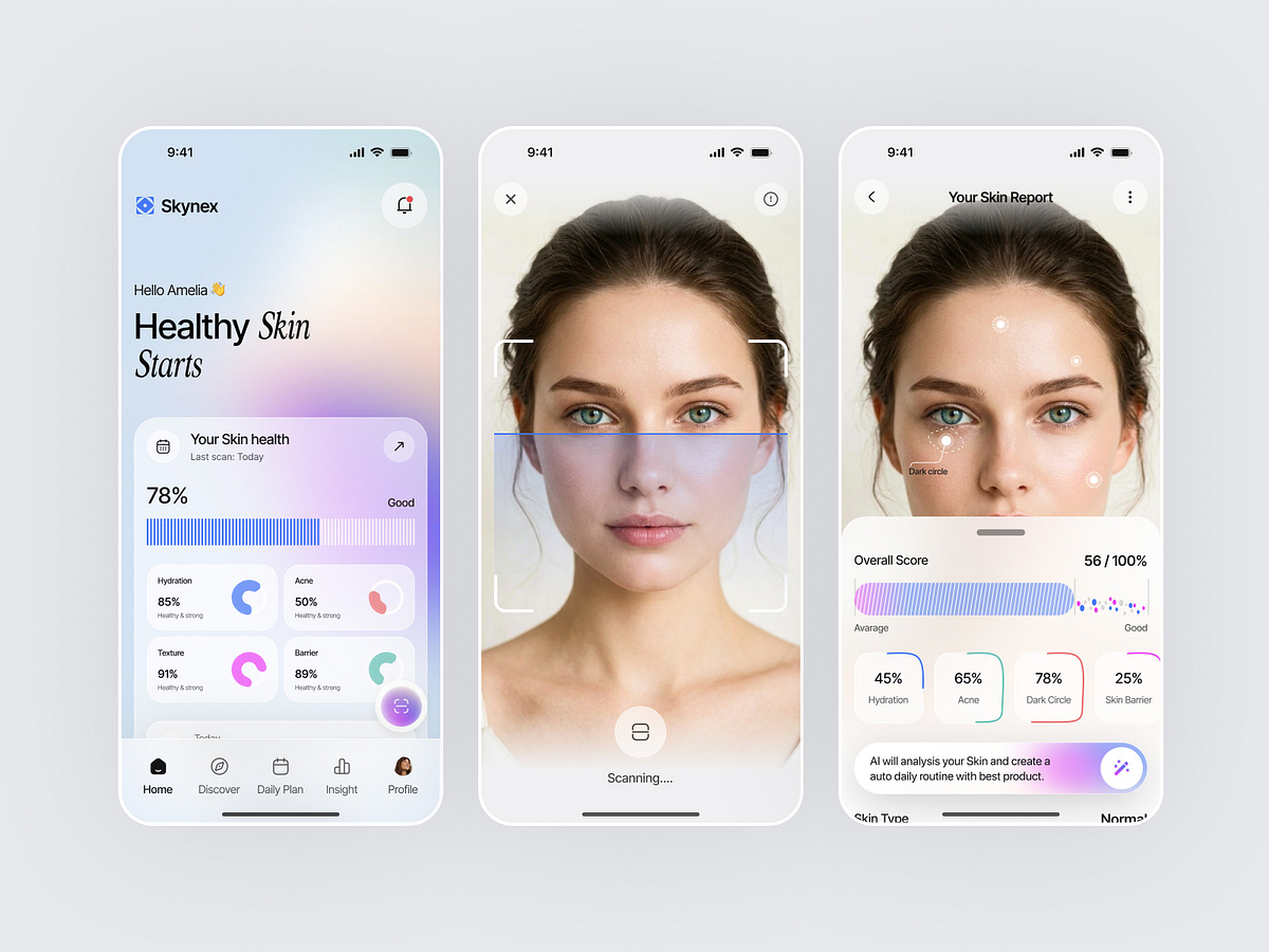 AI Skincare Mobile App Design