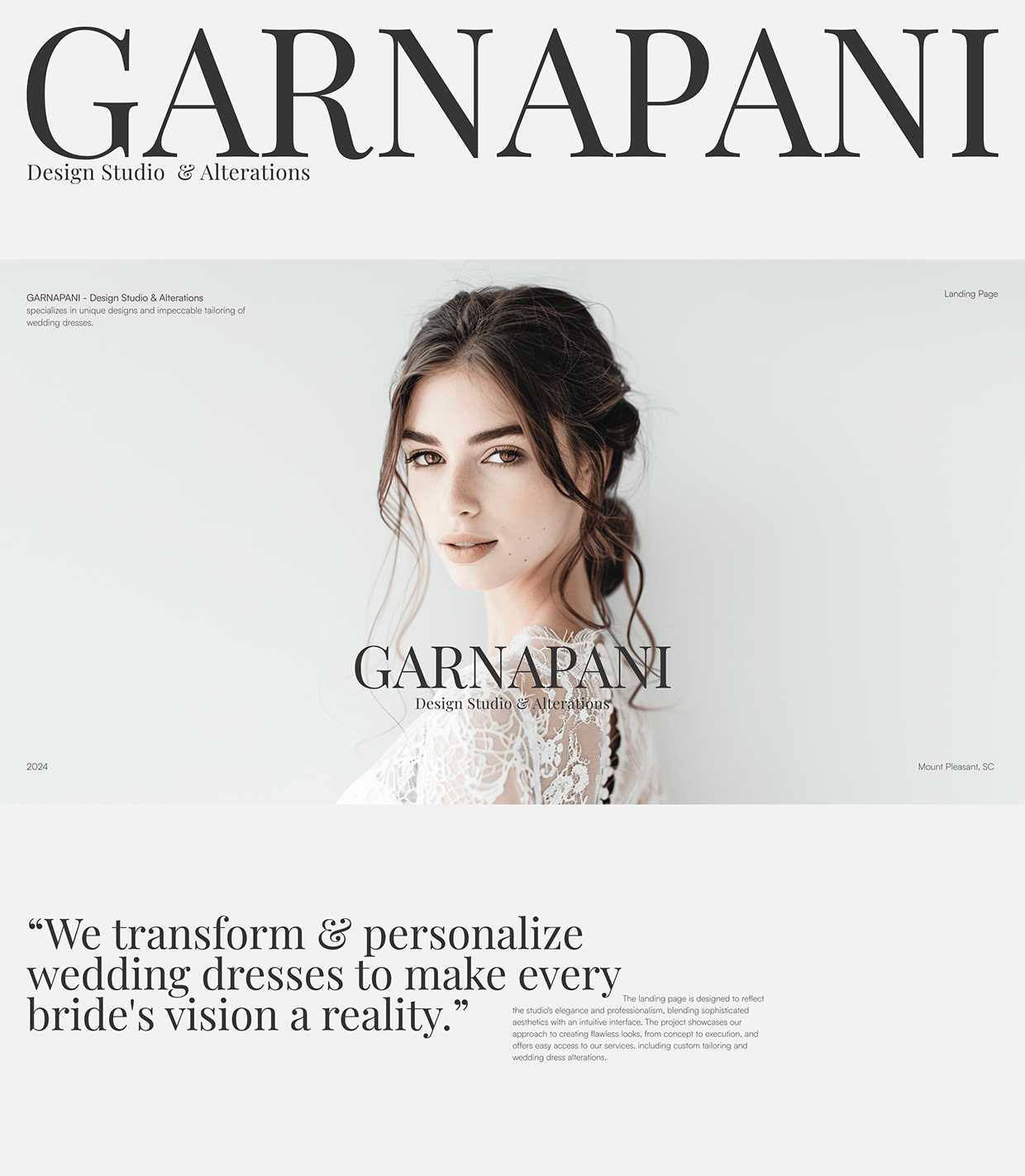 Wedding Design Studio & Alterations // Landing Page