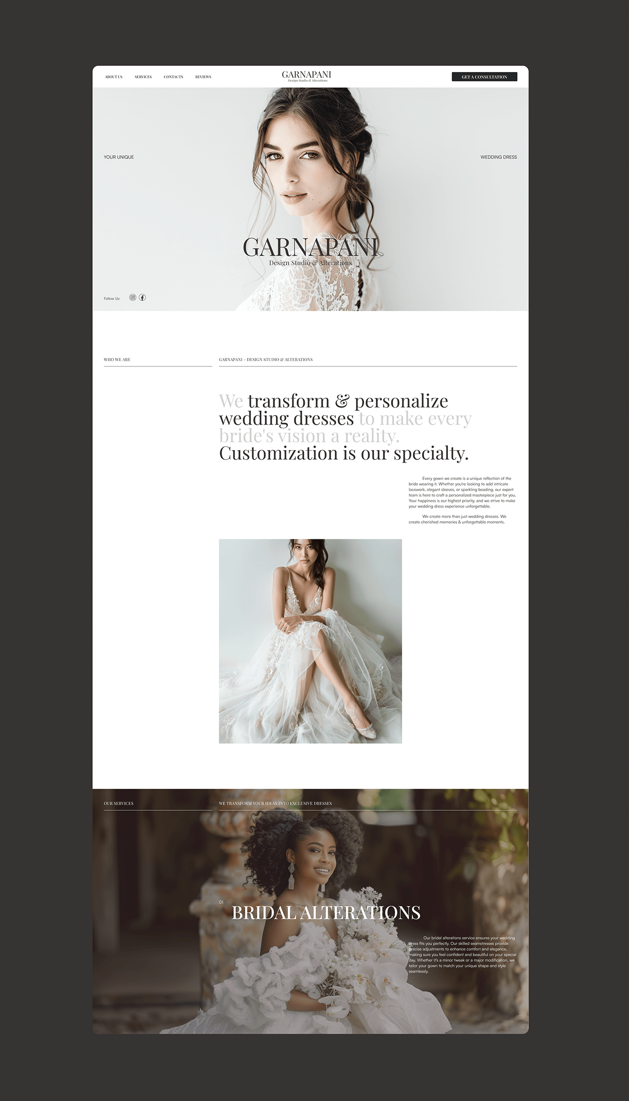 Wedding Design Studio & Alterations // Landing Page Image 4