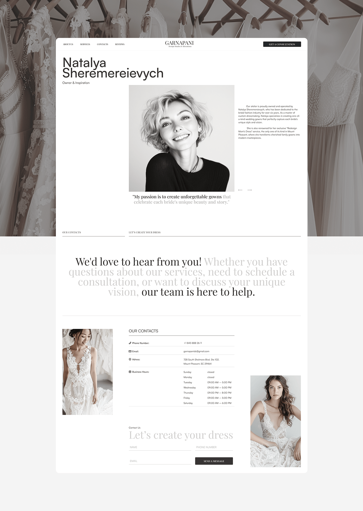 Wedding Design Studio & Alterations // Landing Page Image 5
