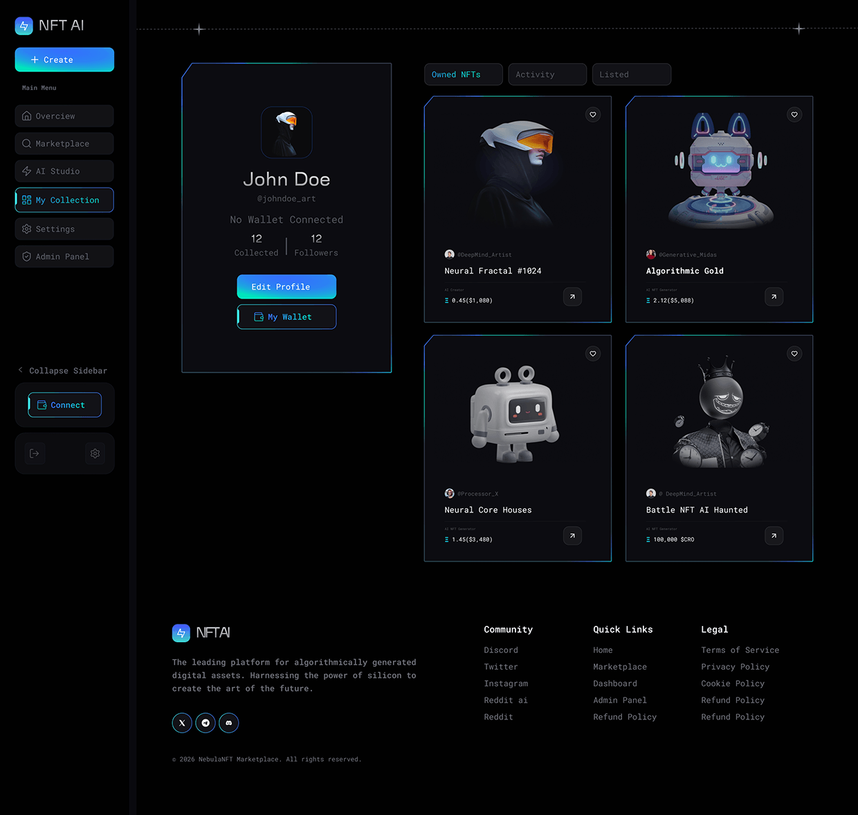 E-NFTs Marketplace | AI-Powered NFT Dashboard Image 19