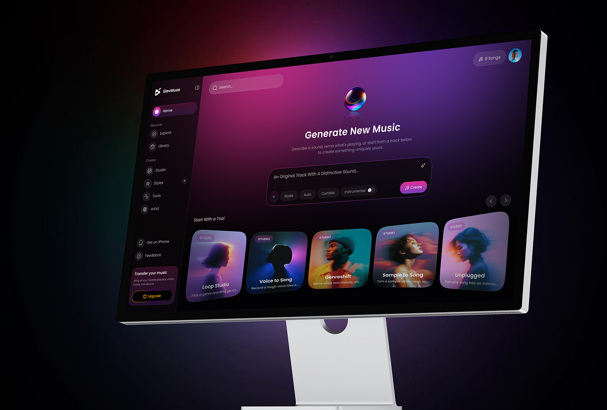 music generation dashboard - ai