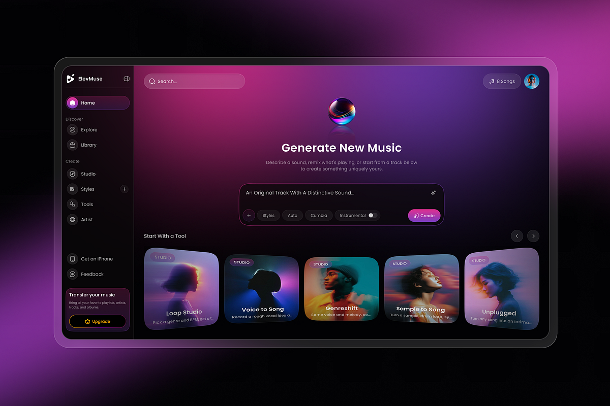 music generation dashboard - ai Image 1