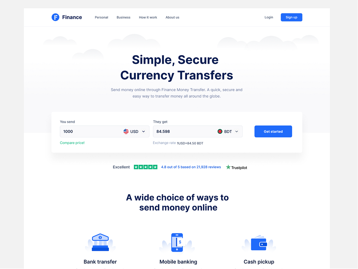 Finance Landing page
