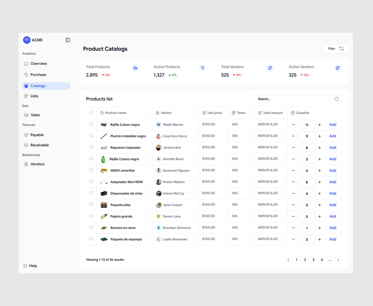 Saas Product Catalog & Inventory Dashboard
