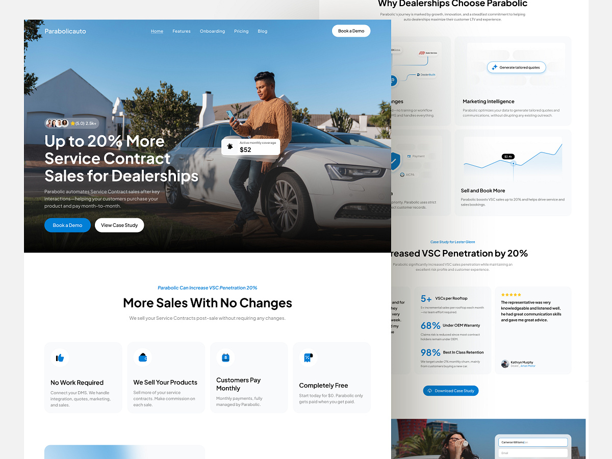 ParabolicaAuto — Automotive SaaS Landing Page Redesign