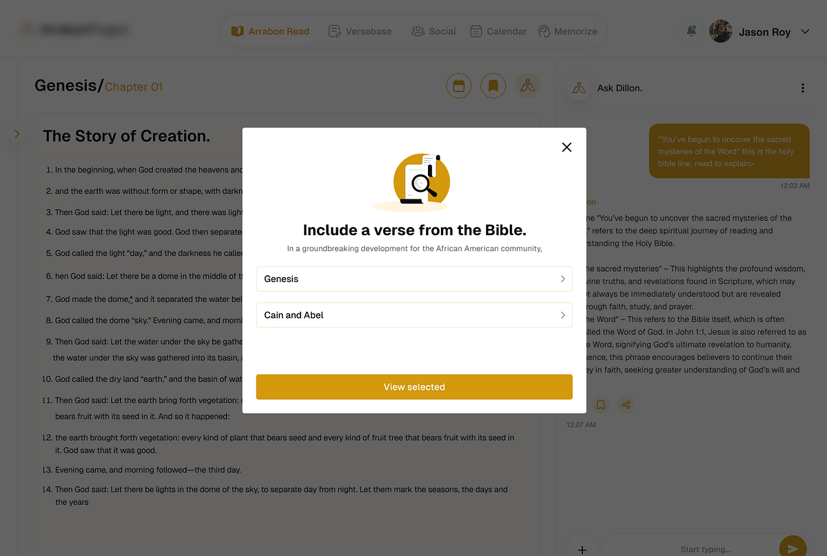 Bible App — Verse Selection Modal Image 0