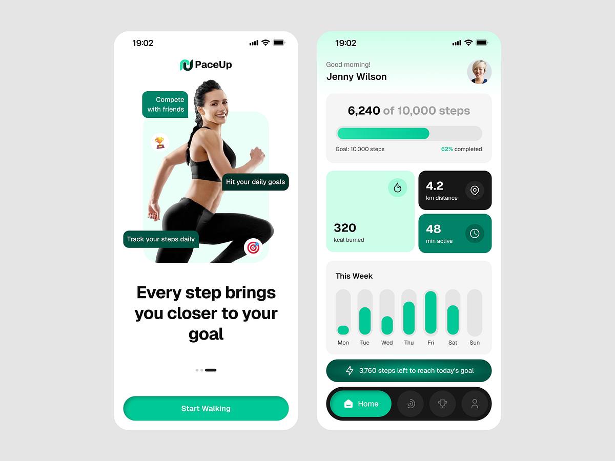 PaceUp – Fitness Tracker App UI Design Image 2