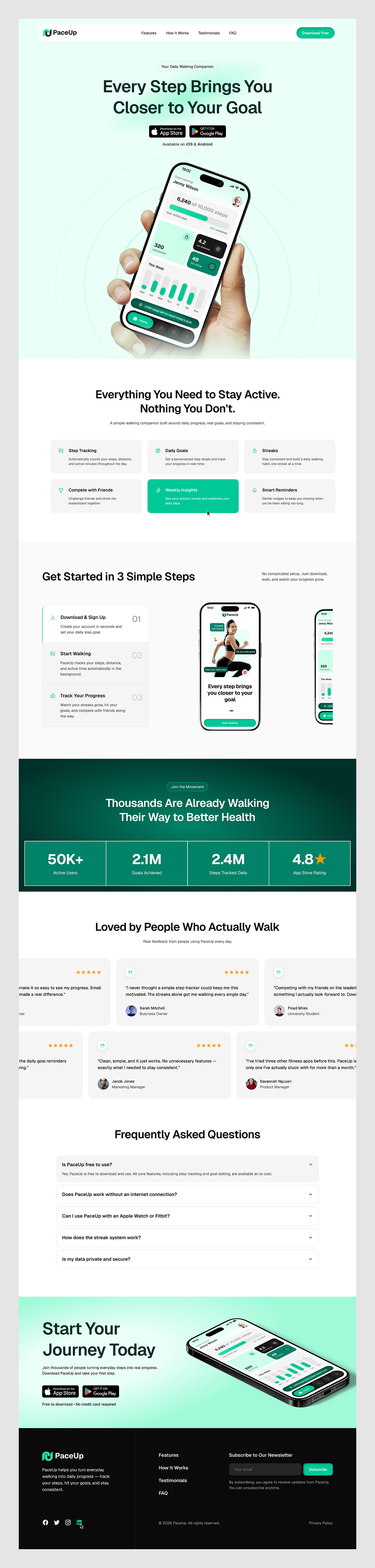 PaceUp – Fitness App Landing Page Design Image 0