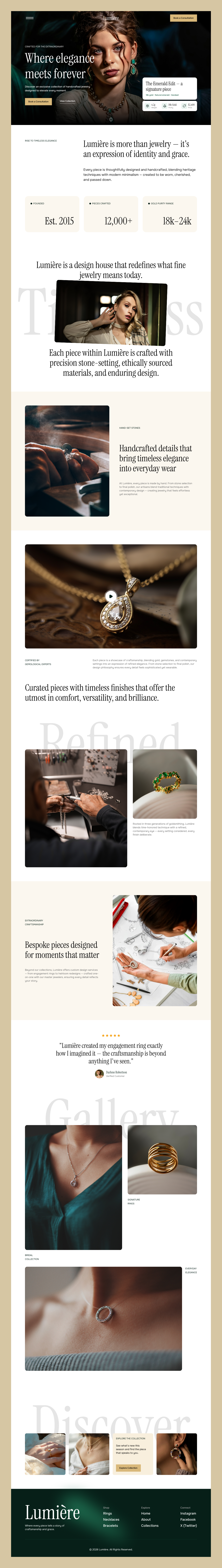 Jewelry Brand Landing Page – Lumière Website Design Image 0
