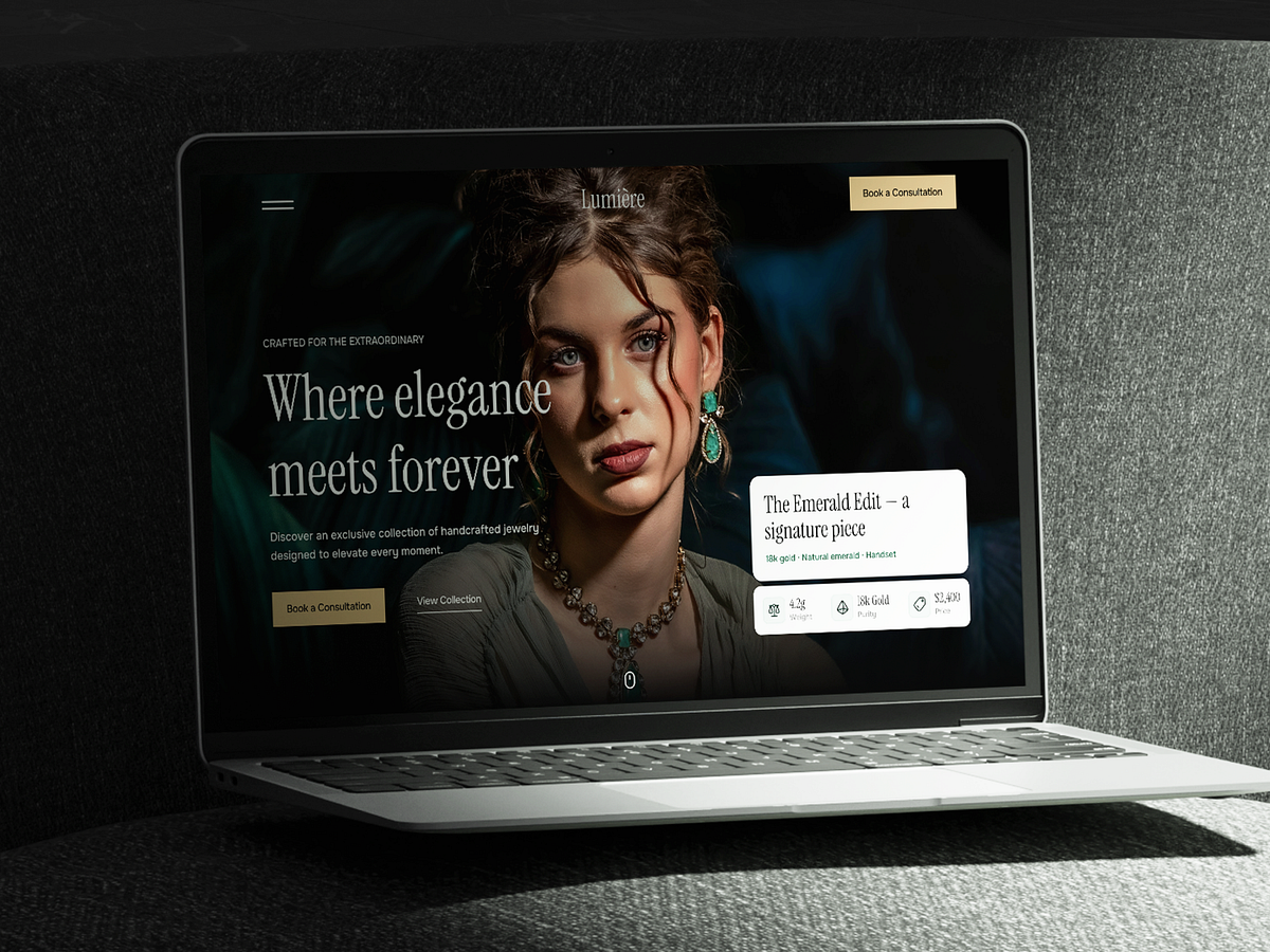 Jewelry Brand Landing Page – Lumière Website Design Image 1