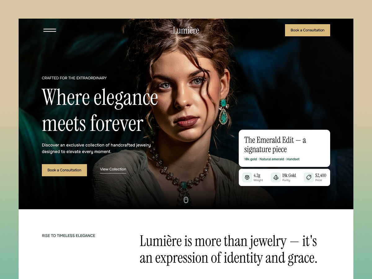 Jewelry Brand Landing Page – Lumière Website Design Image 2