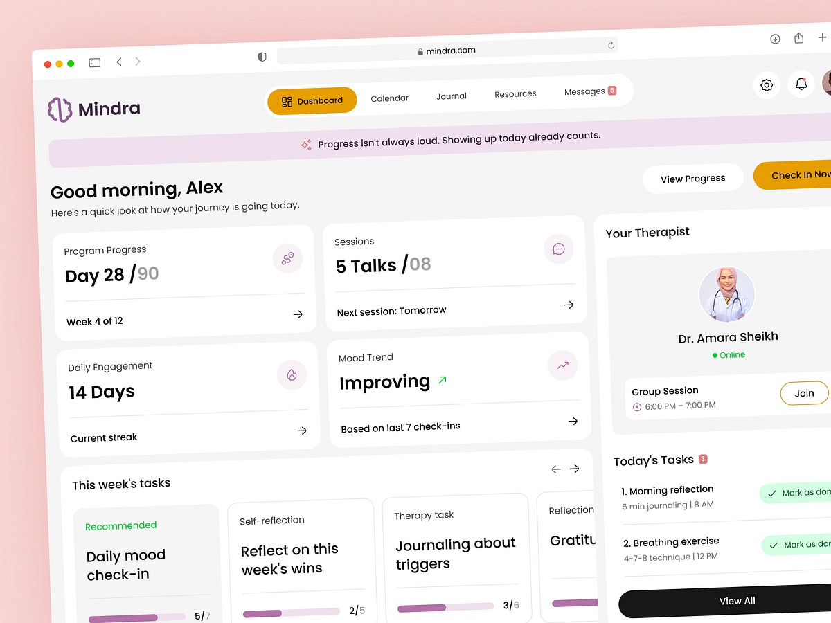 Mental Health App Dashboard Design – Mindra Image 0