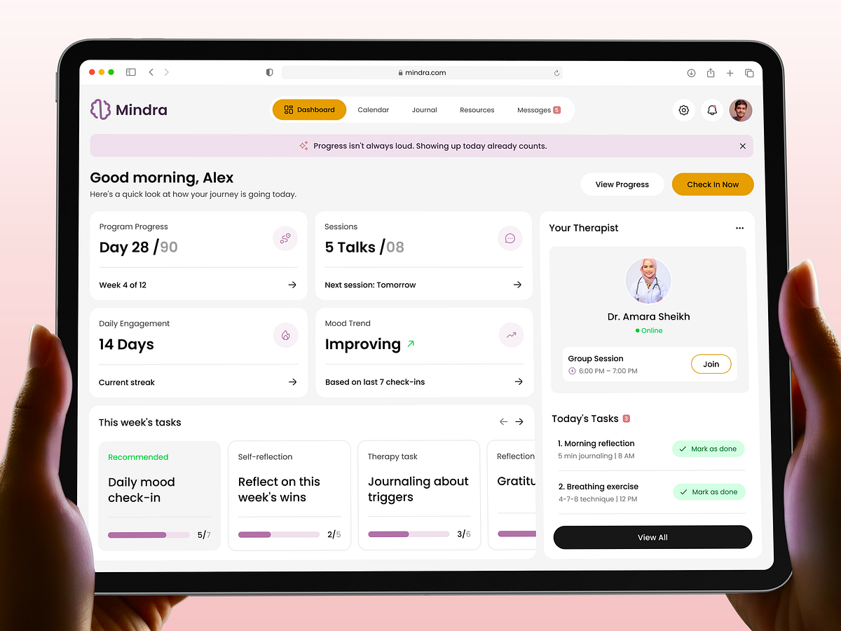 Mental Health App Dashboard Design – Mindra Image 2